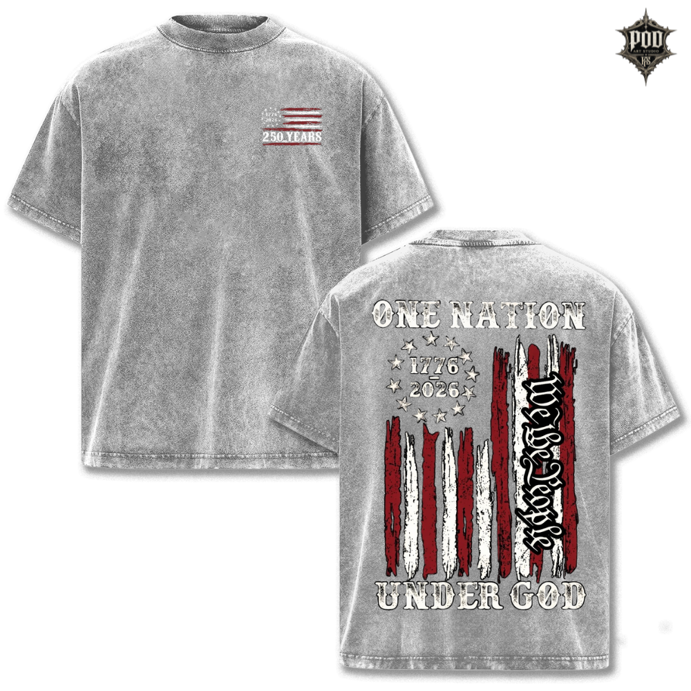America 250 One Nation Under God Patriotic Vintage Tee