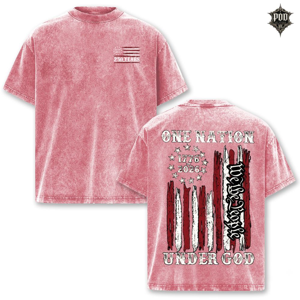 America 250 One Nation Under God Patriotic Vintage Tee