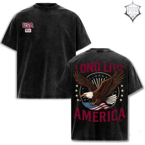 USA Eagle Freedom Washed Oversized Tee