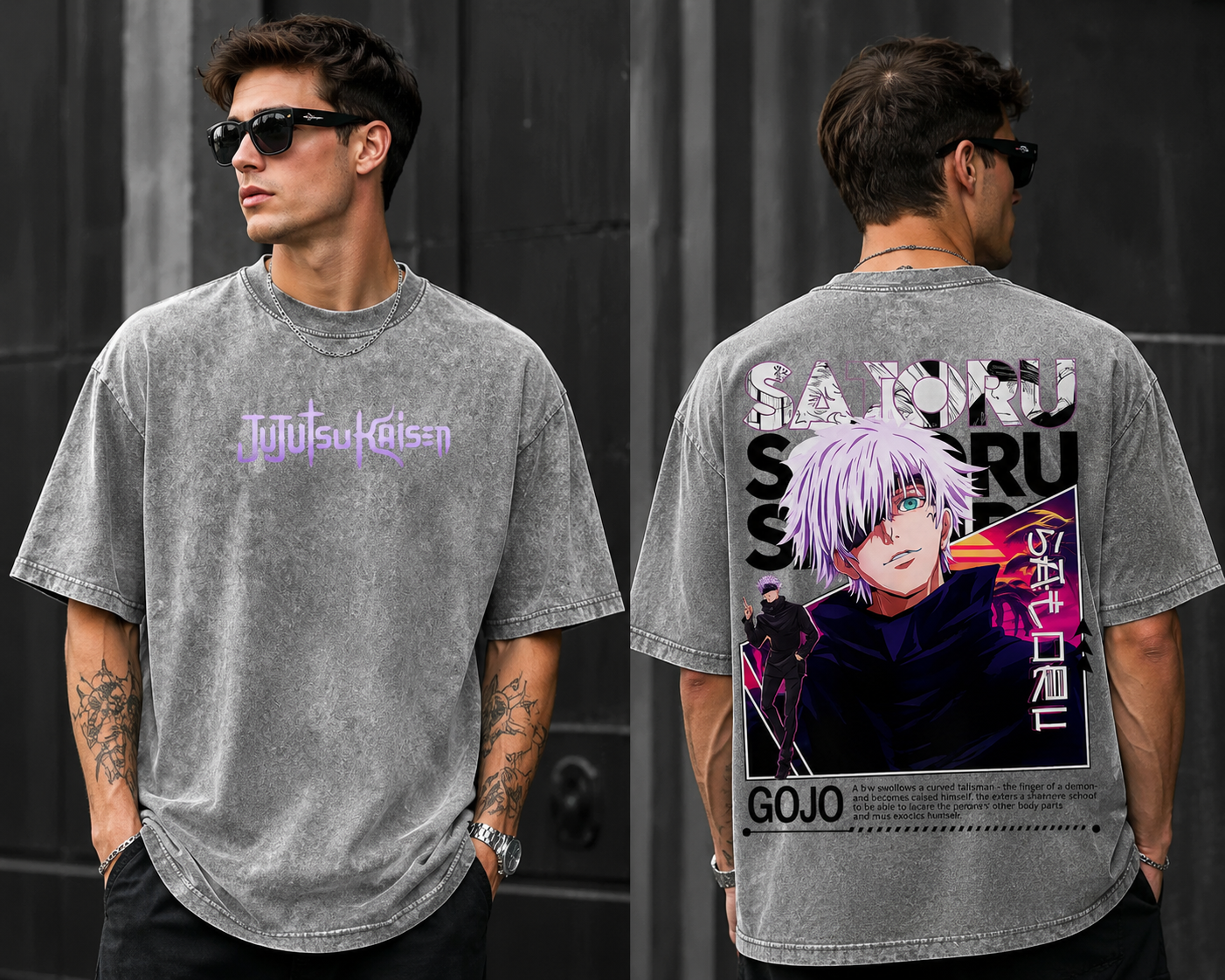 Jujutsu Kaisen Satoru Gojo Premium Oversized Anime Streetwear T-Shirt