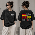 Germany Football Vintage Wash T-Shirt – GER90 Graphic Oversized Tee, German Soccer Fan Heavyweight Shirt, Retro Streetwear Unisex Gift
