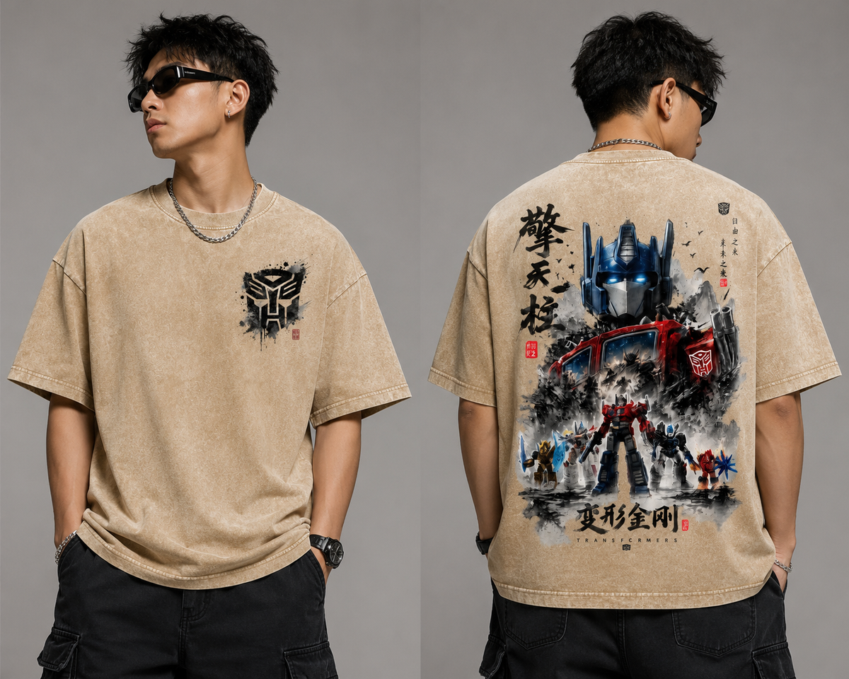 Transformers Optimus Prime Vintage Washed Oversized Graphic Tee