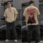 Zero Two Monster Darling Vintage Washed Oversized Anime T-Shirt, Darling in the Franxx Graphic Tee, Japanese Streetwear Shirt