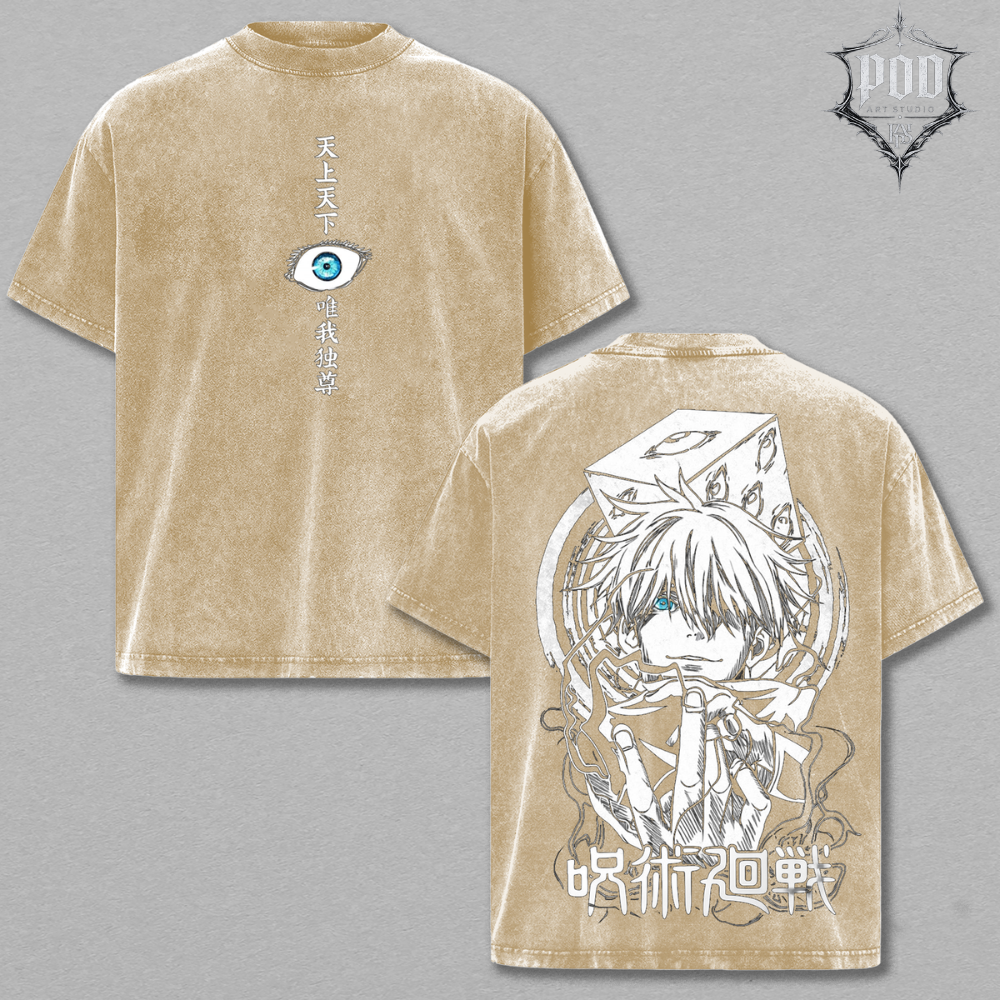Japanese Anime Gojo Inspired Vintage Streetwear Tee
