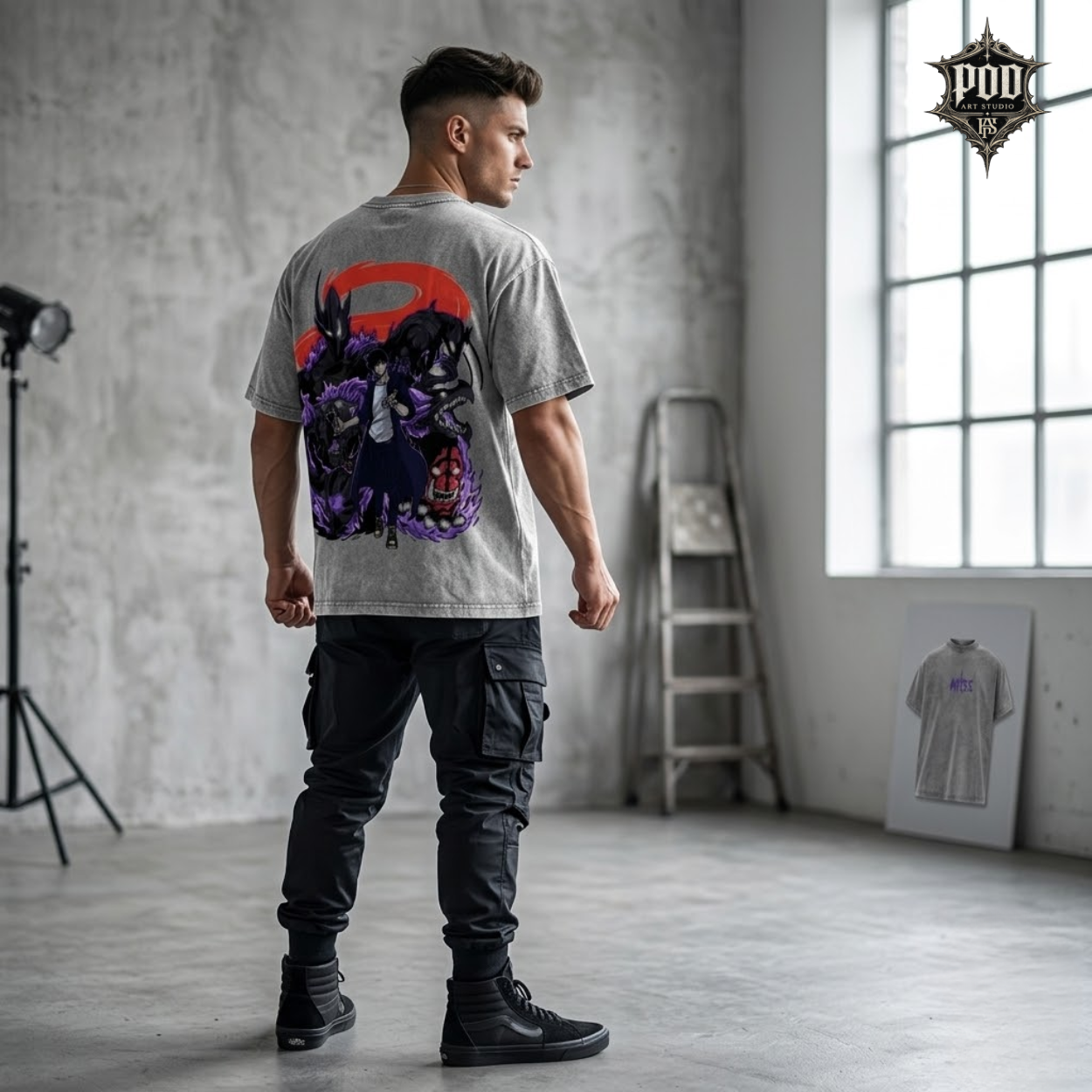 Arise Shadow Monarch Vintage Washed Oversized T-Shirt