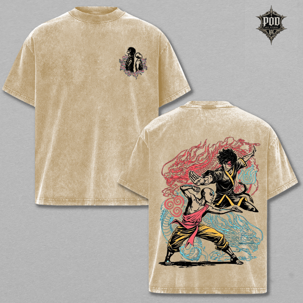 Rise of the Twin Dragon Warriors Vintage Graphic T-Shirt