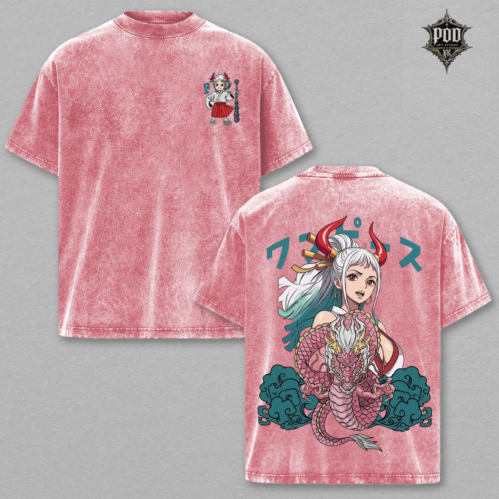 Dragon Princess Anime Vintage Washed Oversized T-Shirt