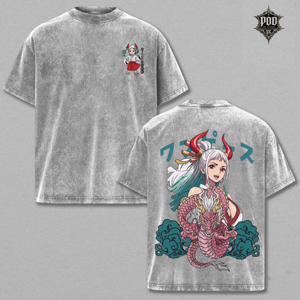 Dragon Princess Anime Vintage Washed Oversized T-Shirt