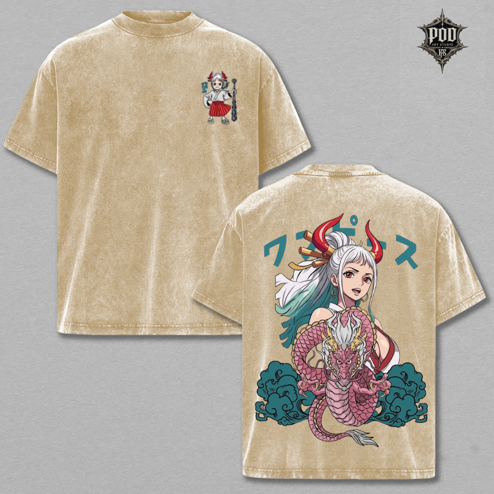 Dragon Princess Anime Vintage Washed Oversized T-Shirt