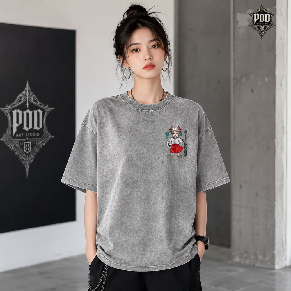 Dragon Princess Anime Vintage Washed Oversized T-Shirt