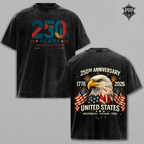 Patriotic American Heritage 250 Years Acid Wash T-Shirt