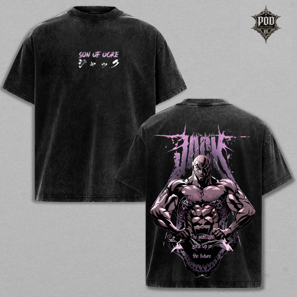 Jack Hanma Anime Vintage Washed Oversized T-Shirt