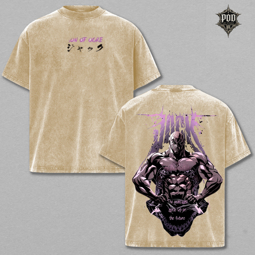 Jack Hanma Anime Vintage Washed Oversized T-Shirt