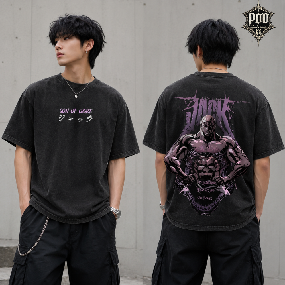 Jack Hanma Anime Vintage Washed Oversized T-Shirt