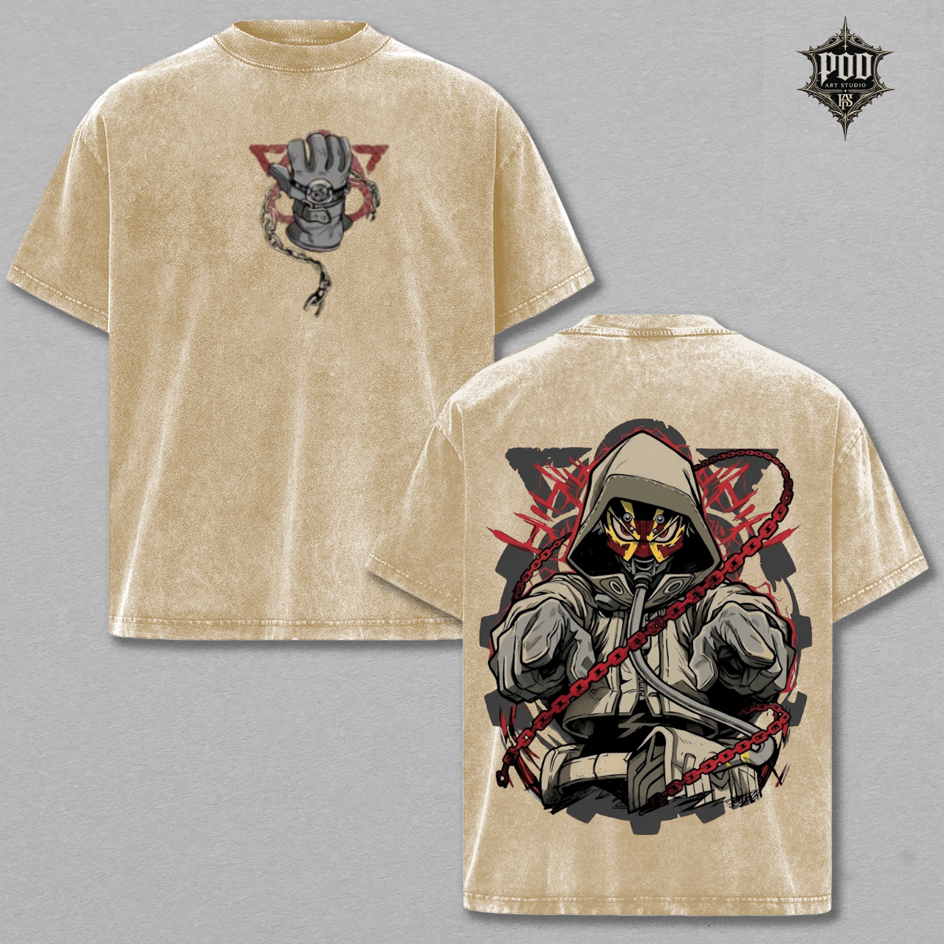 Phantom Chains Anime Vintage Washed Oversized T-Shirt