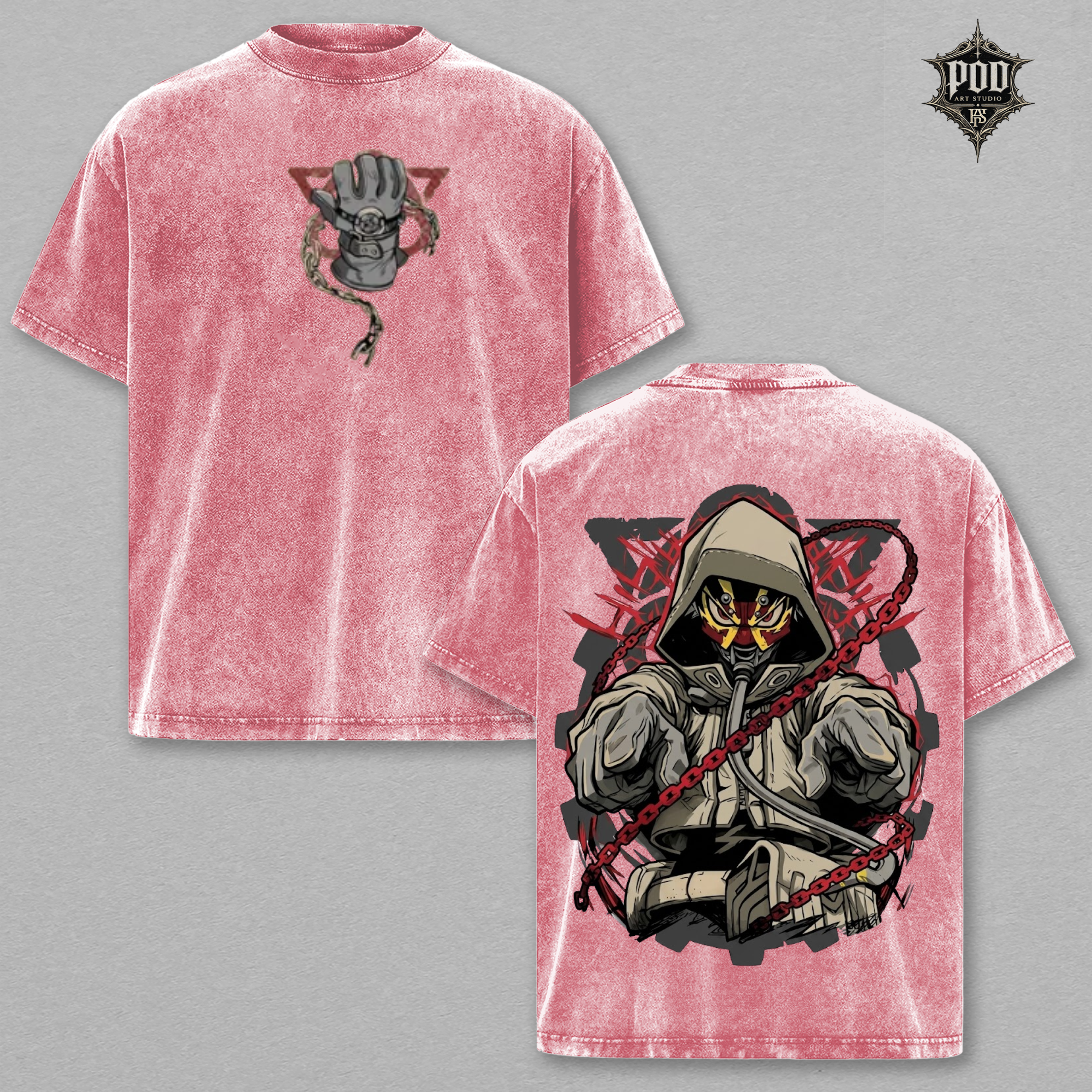 Phantom Chains Anime Vintage Washed Oversized T-Shirt