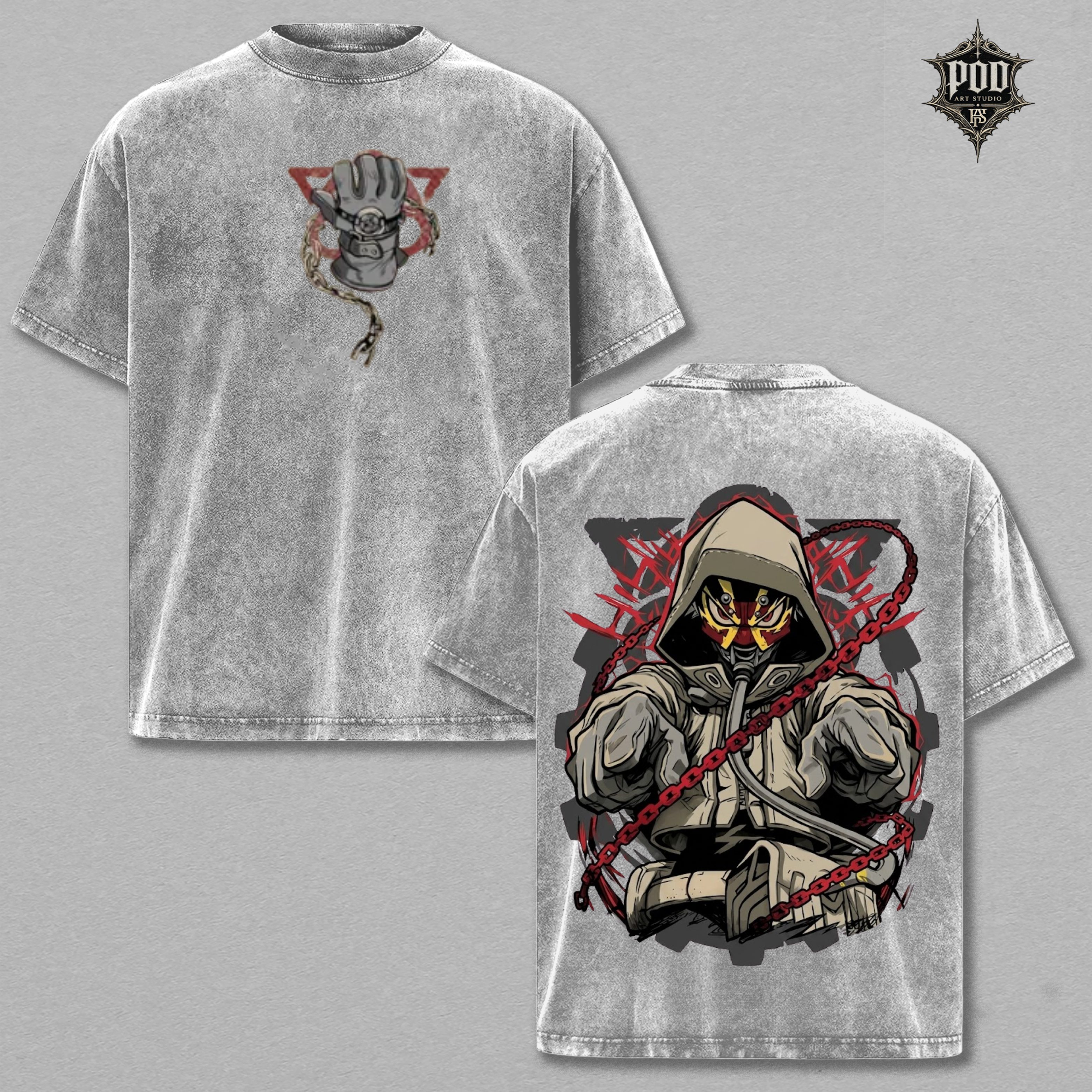 Phantom Chains Anime Vintage Washed Oversized T-Shirt