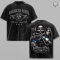 American Rebel Vintage Washed Oversized Biker Graphic T-Shirt – Live Free Ride Free Acid Wash Streetwear Tee