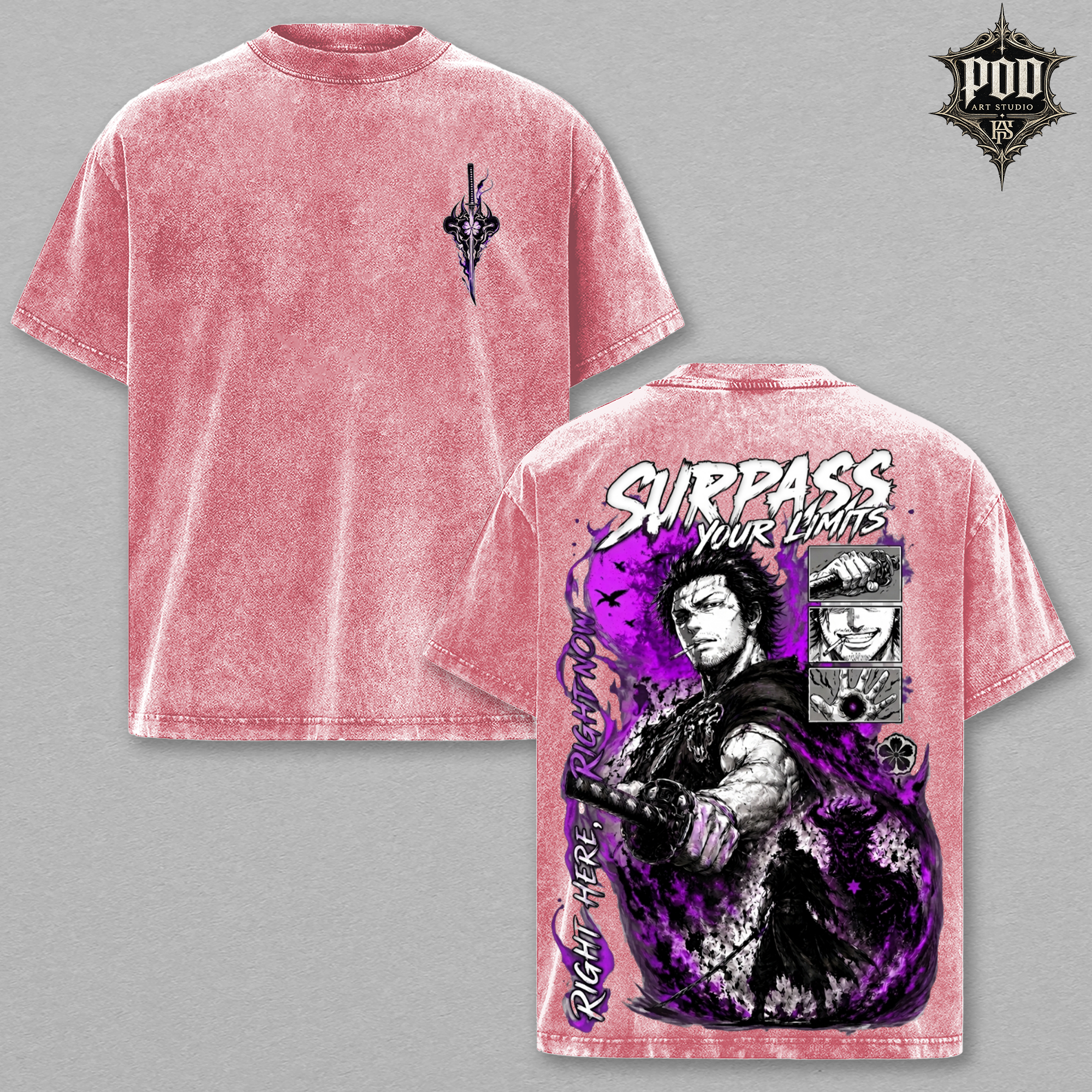 Surpass Your Limits Oversized Anime Graphic T-Shirt – Dark Manga Streetwear Tee