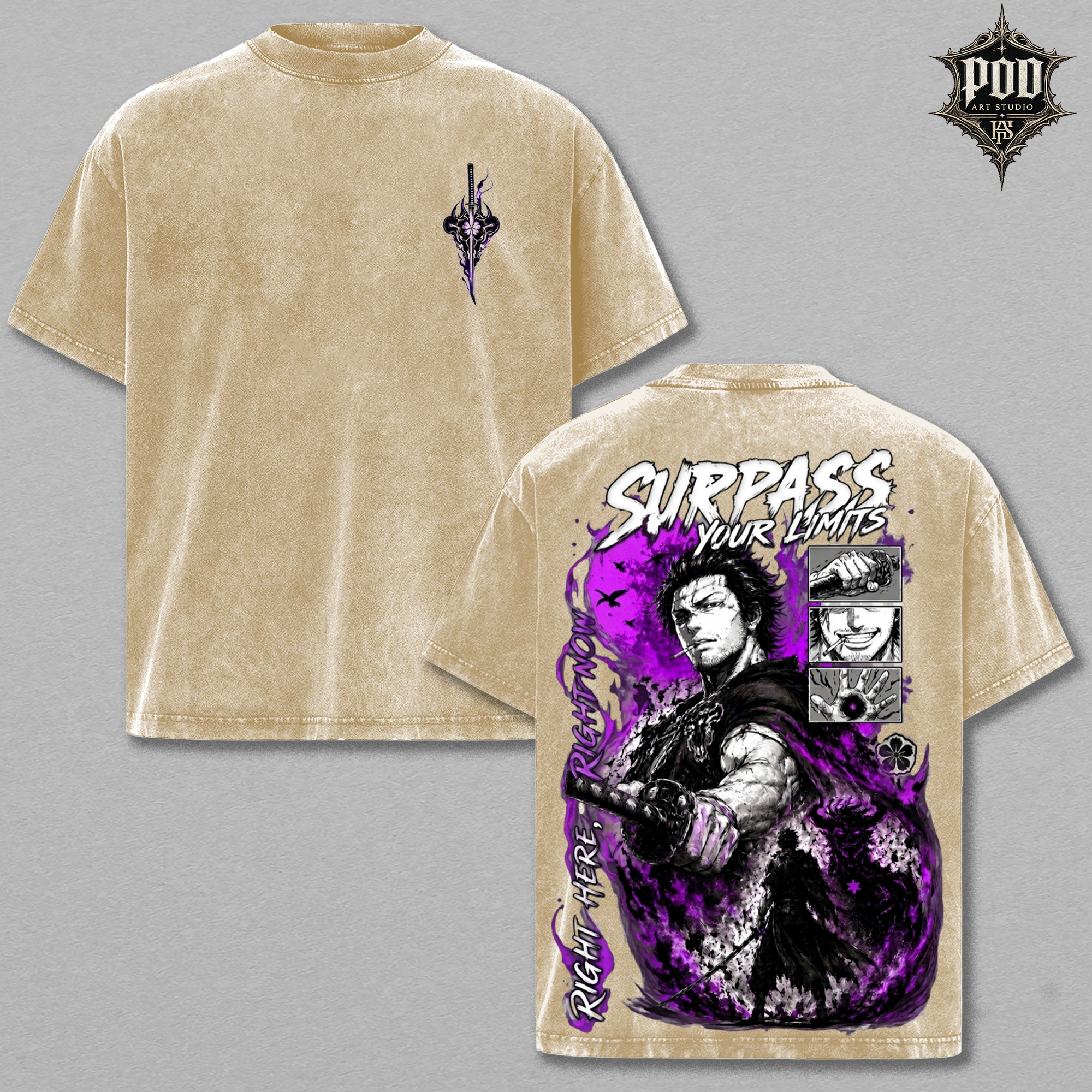 Surpass Your Limits Oversized Anime Graphic T-Shirt – Dark Manga Streetwear Tee