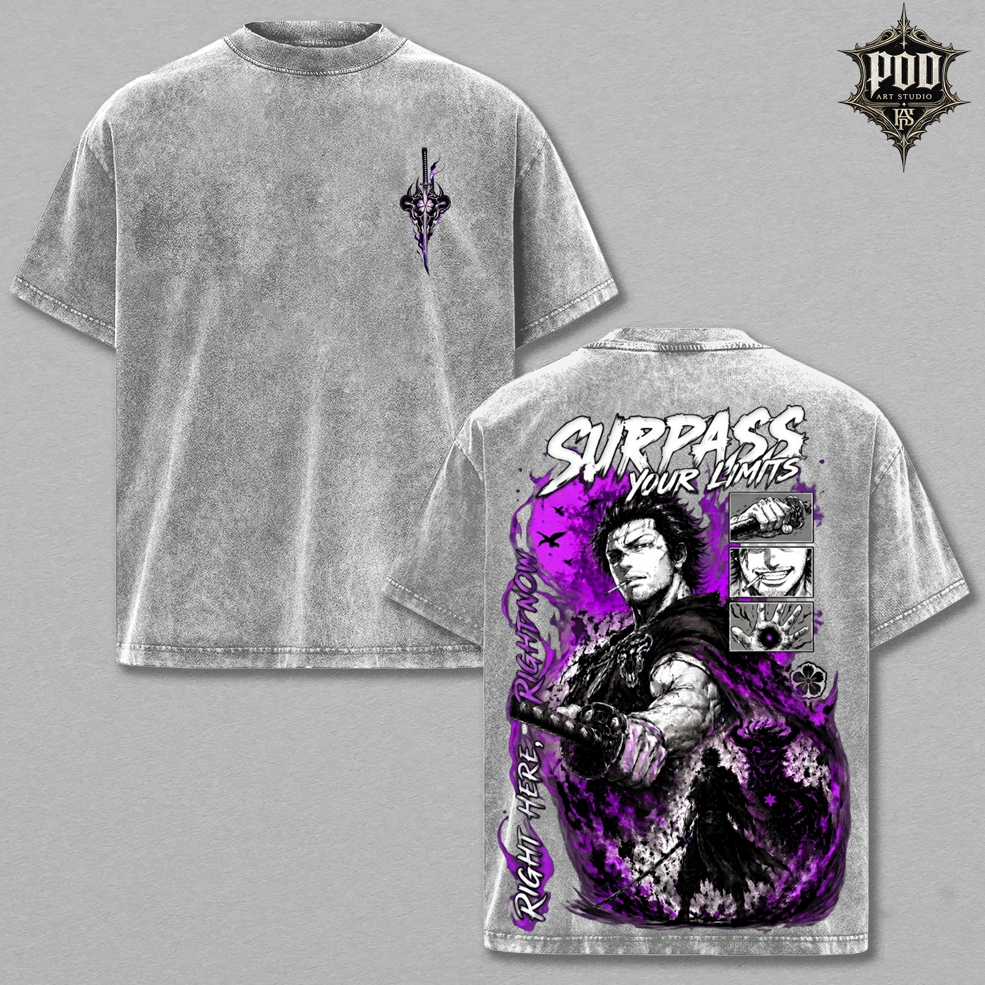 Surpass Your Limits Oversized Anime Graphic T-Shirt – Dark Manga Streetwear Tee