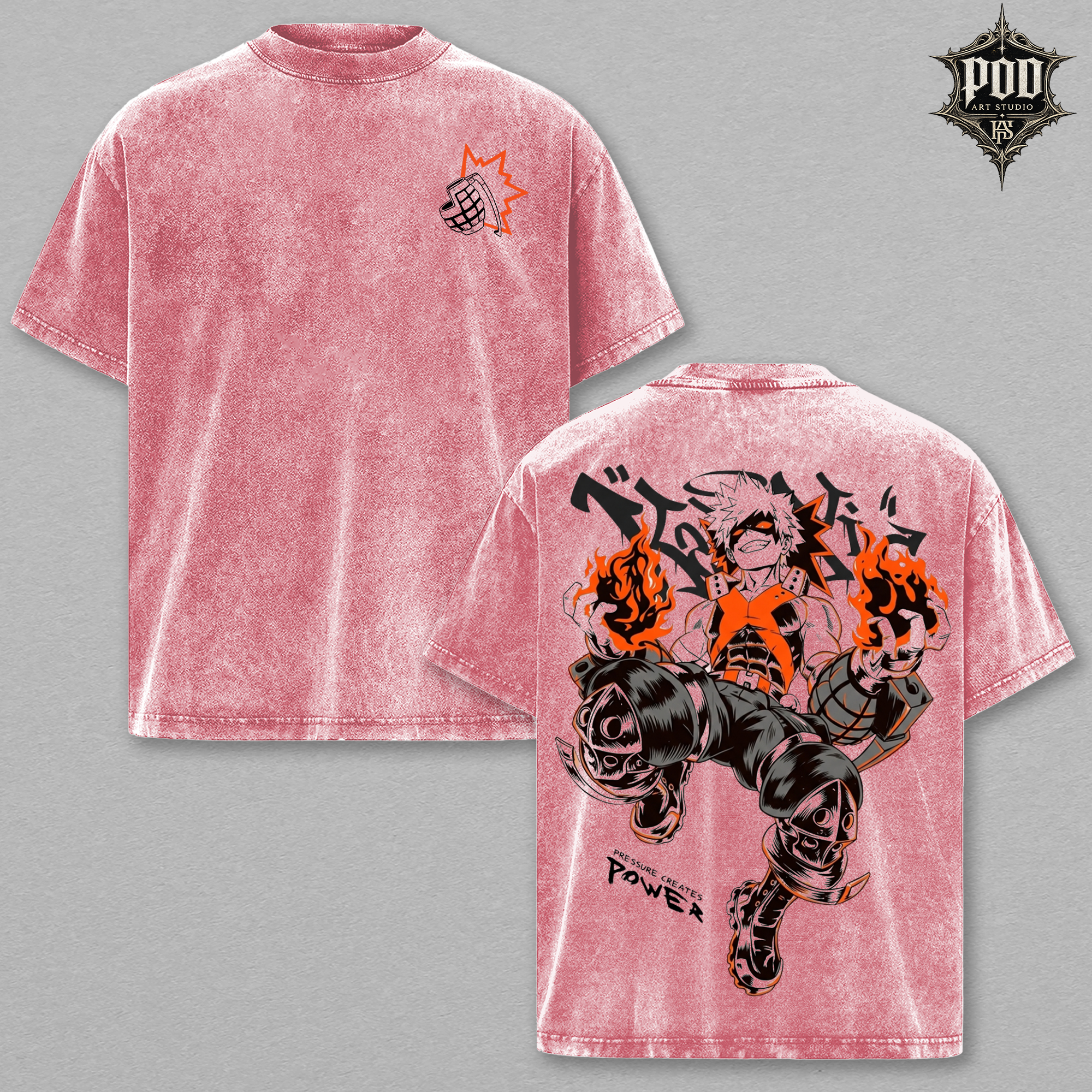 Katsuki Bakugo Washed Anime Tee, My Hero Academia Vintage Graphic Shirt, Oversized Manga Streetwear T-Shirt, Explosion Hero Fan Art Tee