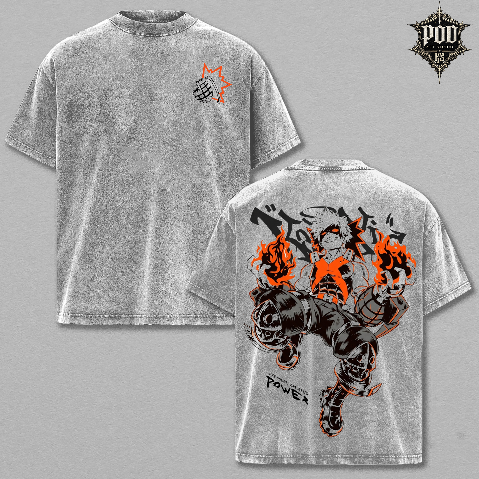 Katsuki Bakugo Washed Anime Tee, My Hero Academia Vintage Graphic Shirt, Oversized Manga Streetwear T-Shirt, Explosion Hero Fan Art Tee