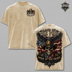 Land of the Free Cowboy Skull Shirt | Patriotic Eagle Tee | Vintage Washed Freedom T-Shirt | Home of the Brave Graphic Tee | USA Independence Gift