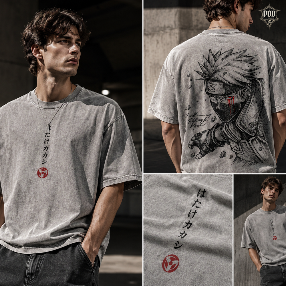 Legendary Ninja Manga Vintage Washed Oversized Tee