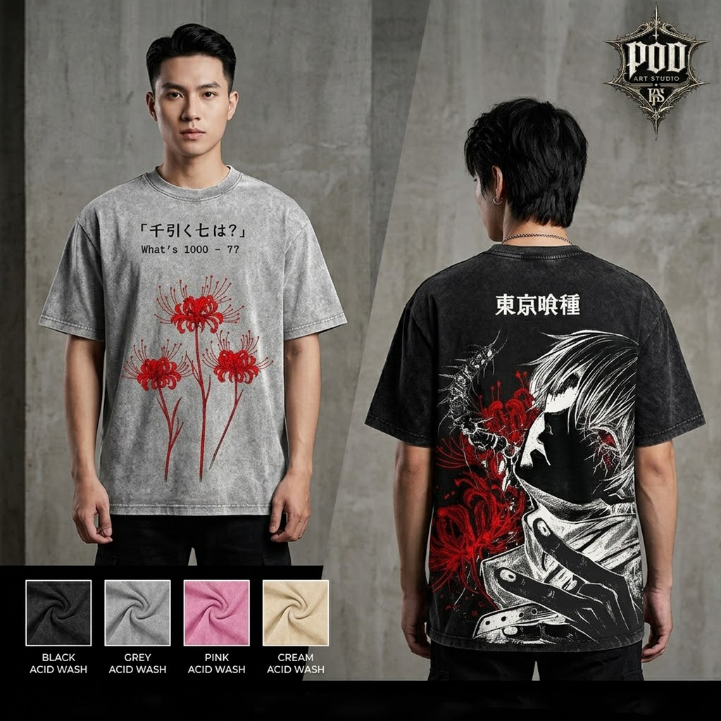 Tokyo Ghoul Spider Lily Graphic Tee - Dark Anime Vintage Streetwear Shirt