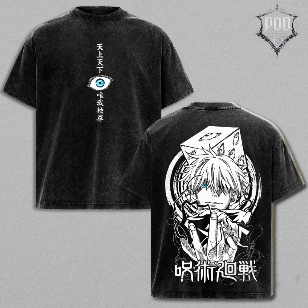 Japanese Anime Gojo Inspired Vintage Streetwear Tee