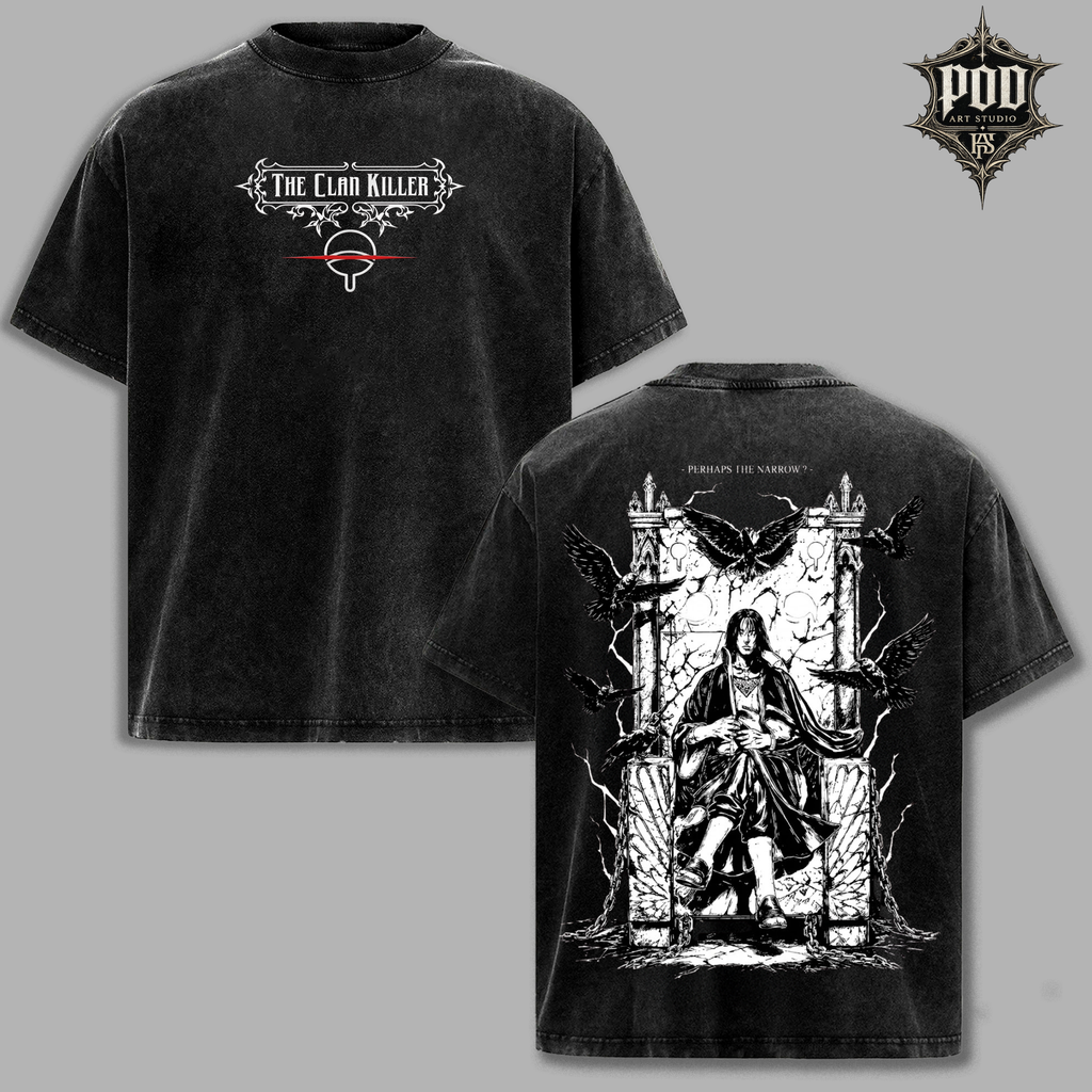 Itachi Uchiha Shirt, Vintage Anime Oversized T-Shirt, Genjutsu Shadow Crow Graphic Tee,  Washed Black Streetwear, Naruto Fan Gift Unisex