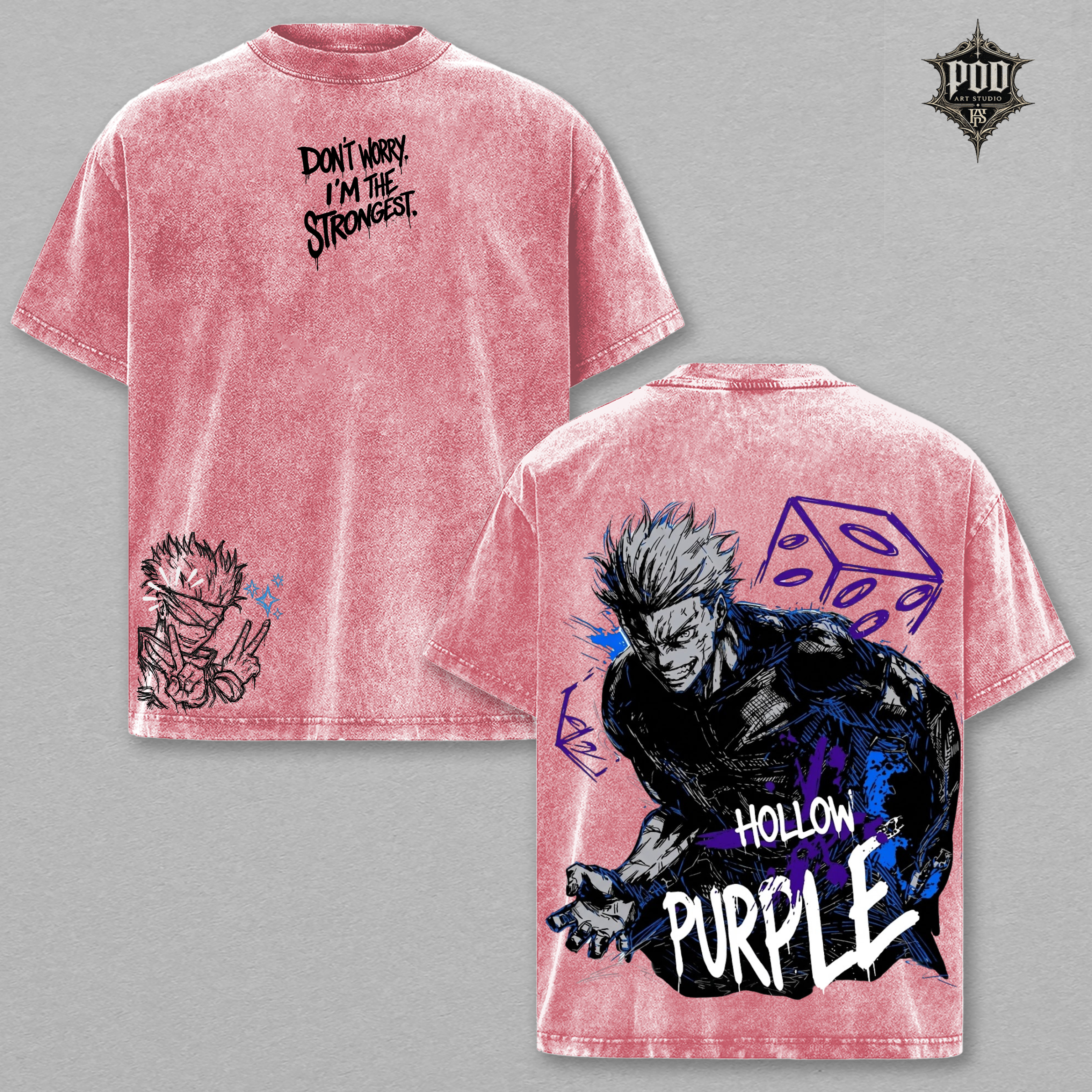 Gojo Hollow Purple Vintage Washed Graphic Tee