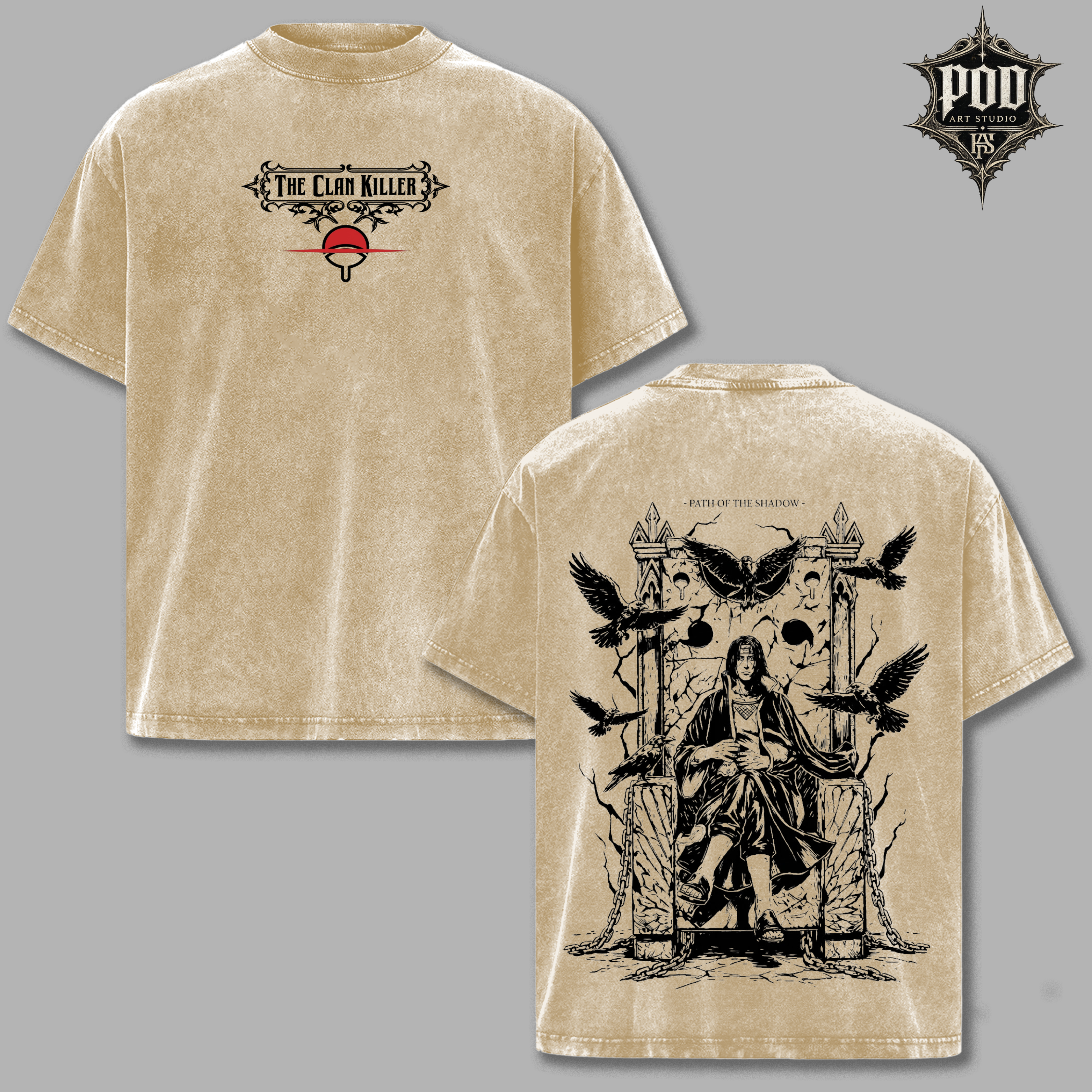Itachi Uchiha Shirt, Vintage Anime Oversized T-Shirt, Genjutsu Shadow Crow Graphic Tee,  Washed Black Streetwear, Naruto Fan Gift Unisex