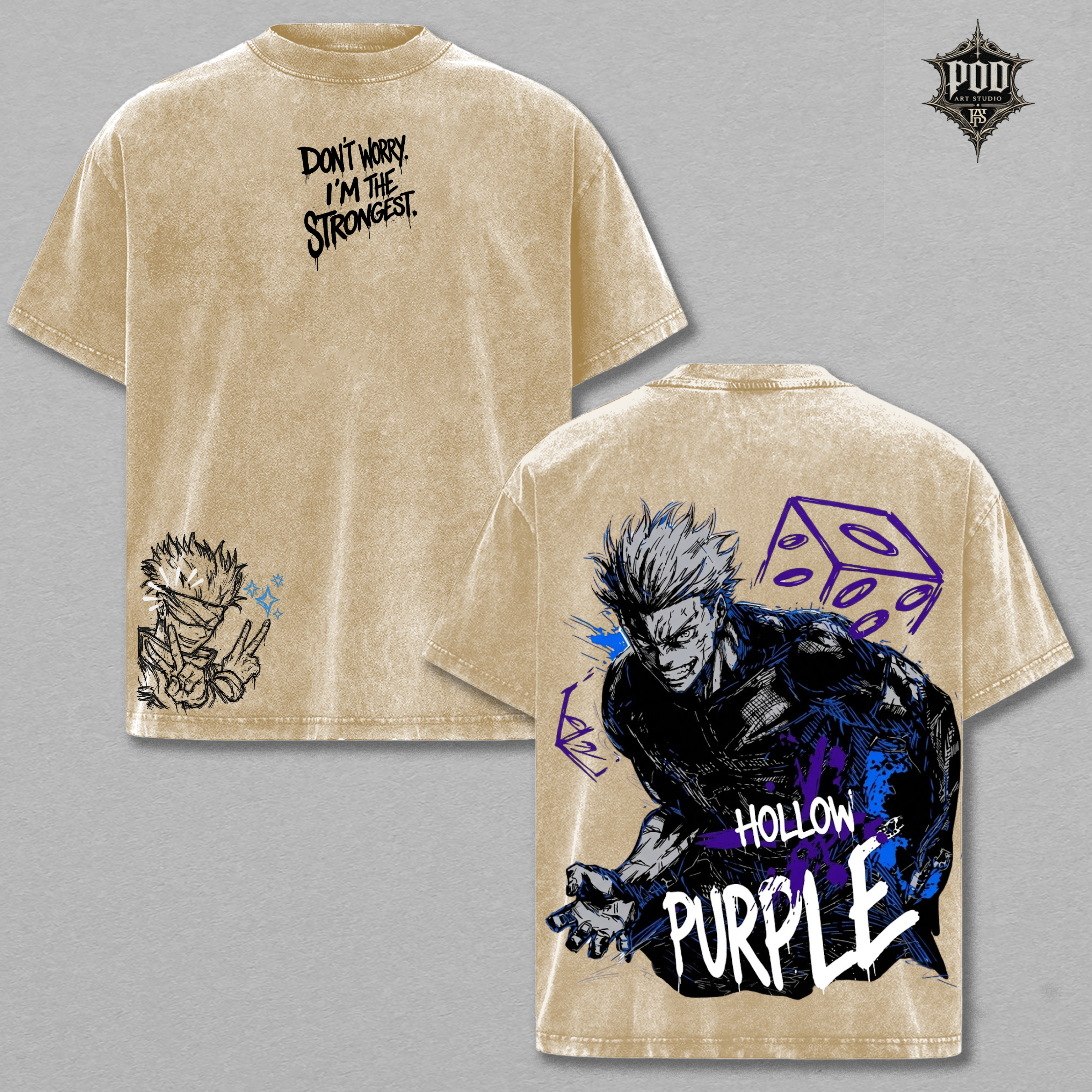 Gojo Hollow Purple Vintage Washed Graphic Tee