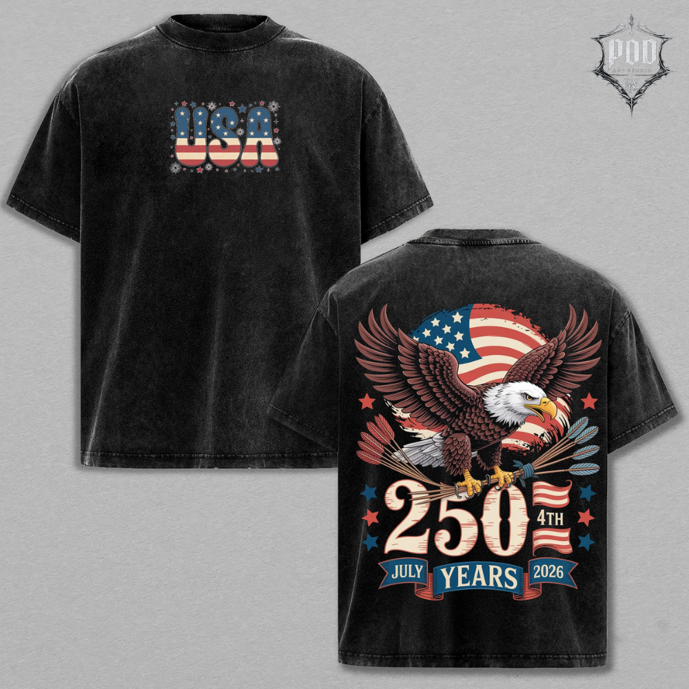 American German Pride 1776–2026 Oversized Graphic Shirt