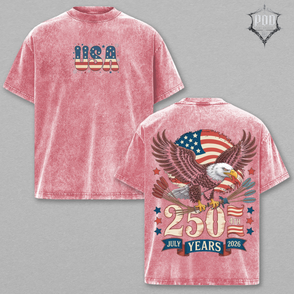 American German Pride 1776–2026 Oversized Graphic Shirt