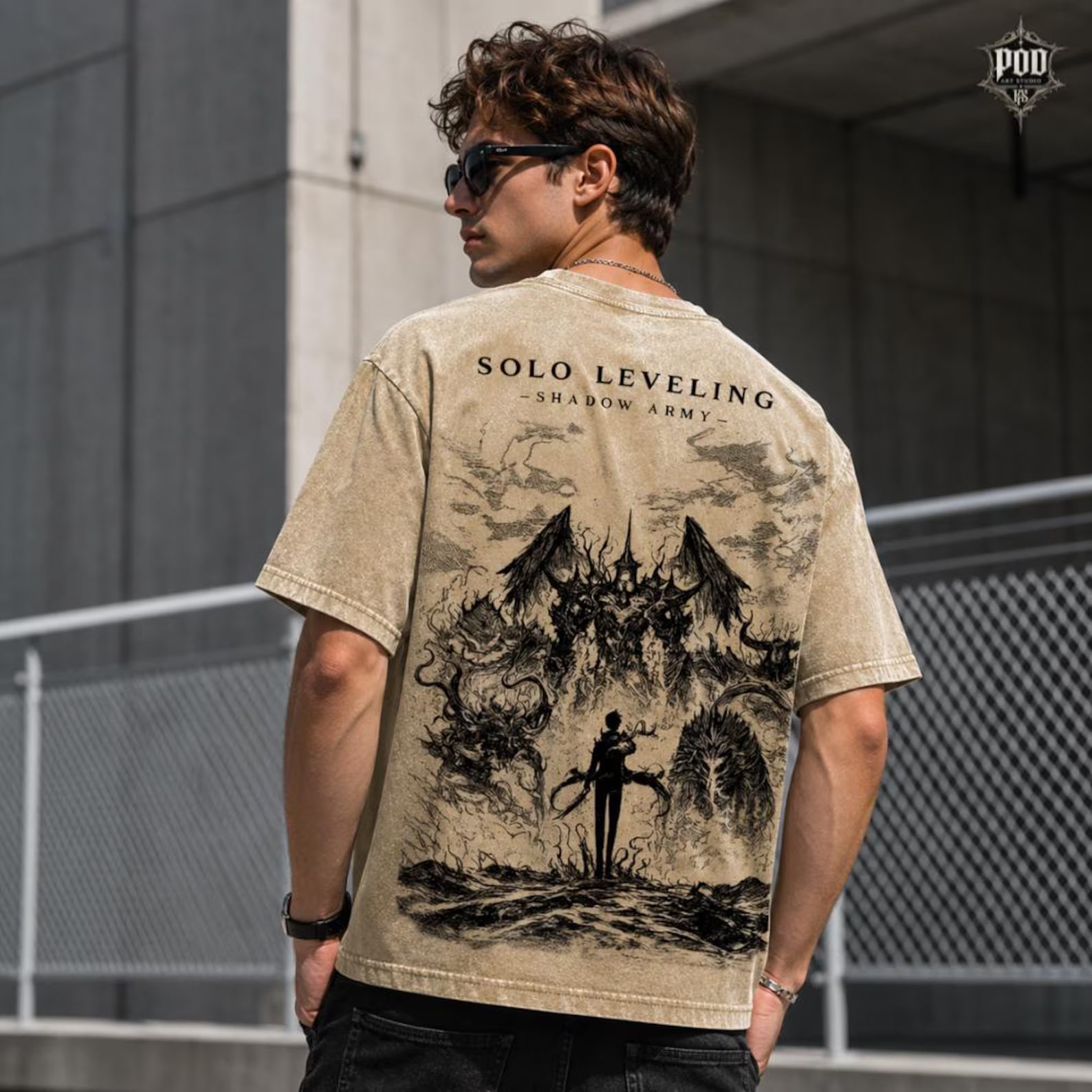 Solo Leveling Monarch of Shadows Acid Wash Tee
