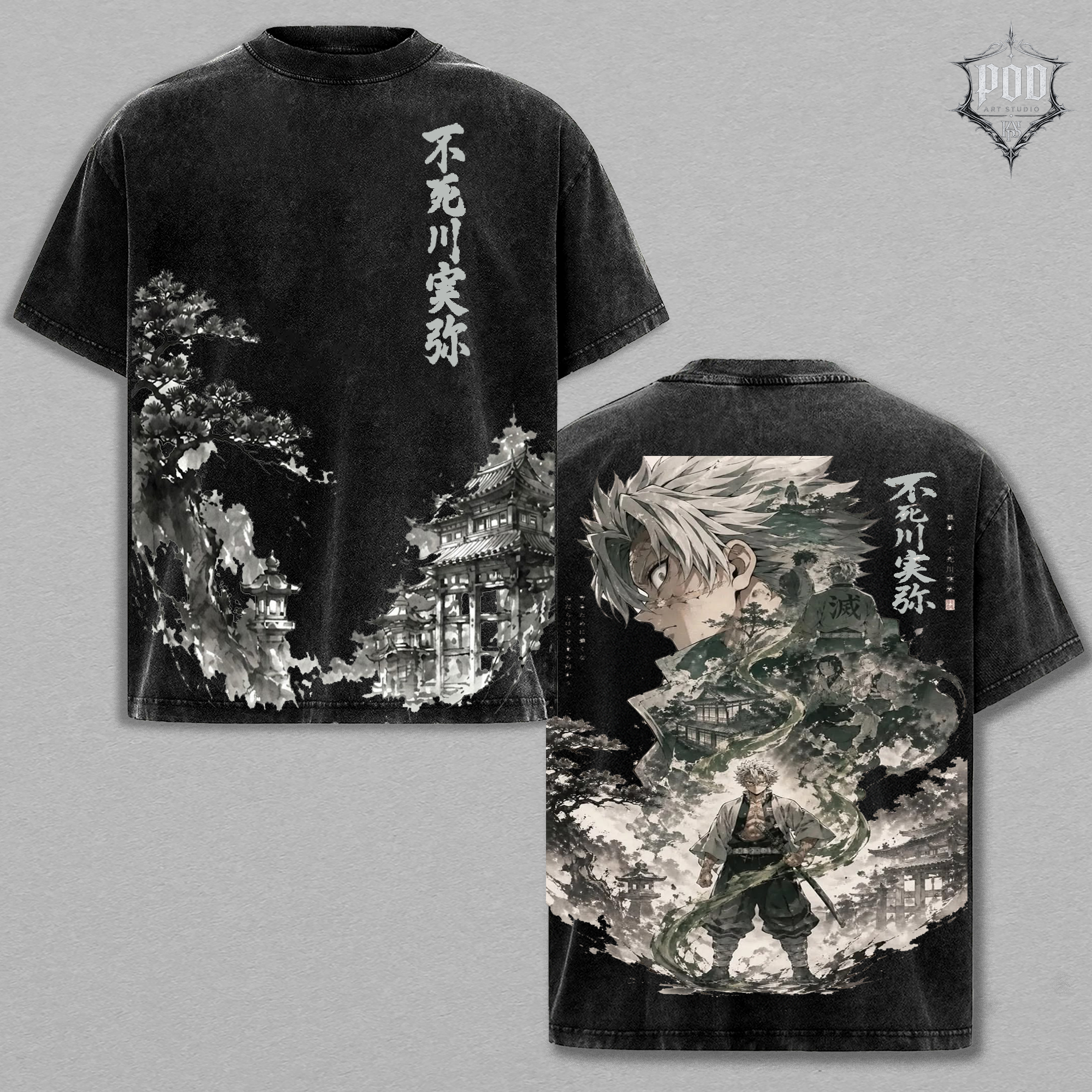Mist Hashira Vintage Wash Oversized Anime T-Shirt