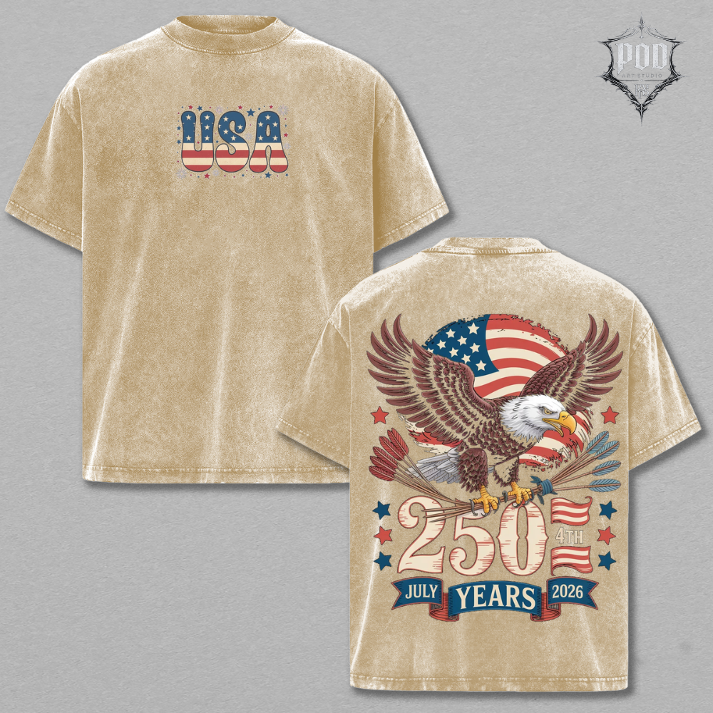 American German Pride 1776–2026 Oversized Graphic Shirt