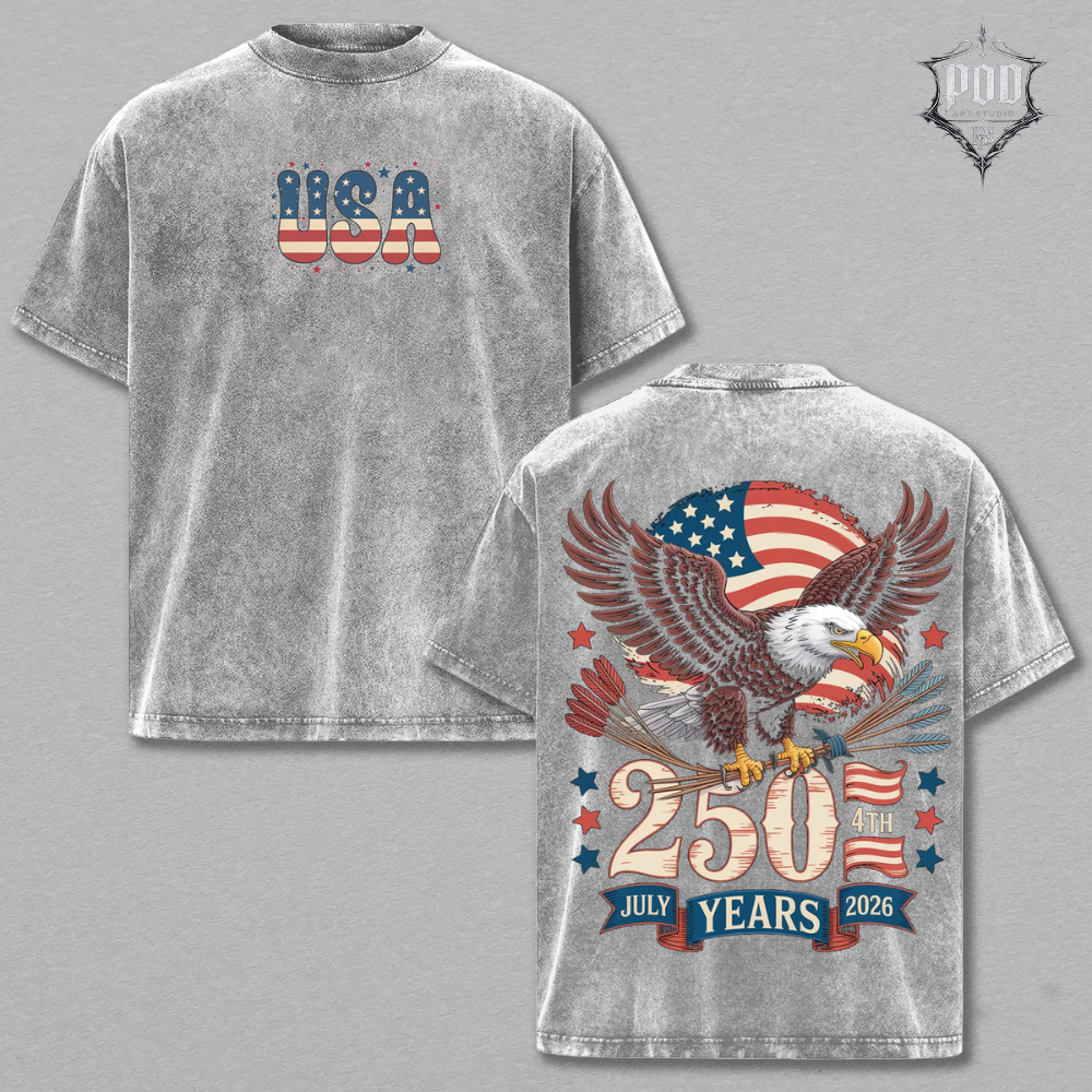 American German Pride 1776–2026 Oversized Graphic Shirt